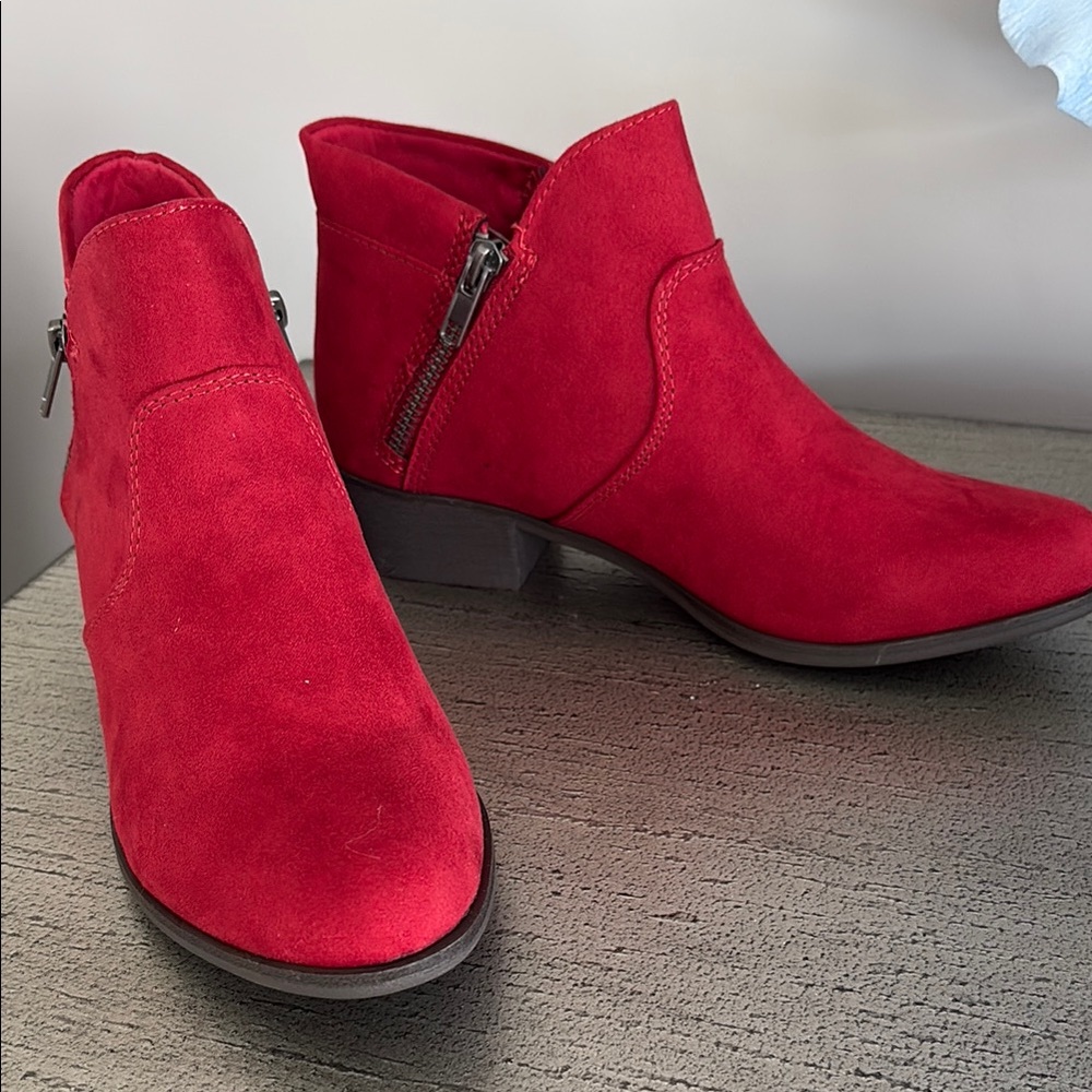 Red Suede Ankle Boots